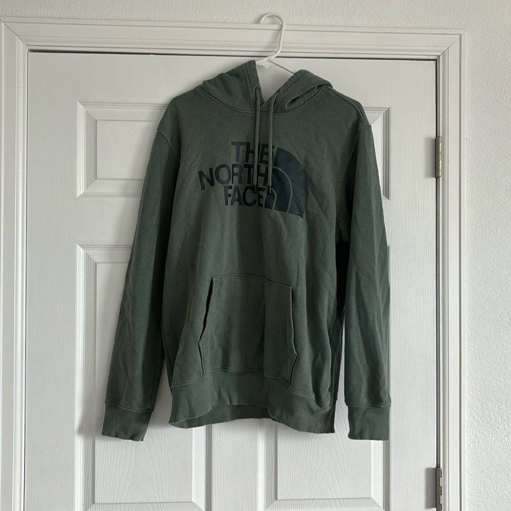 Green North Face hoodie- Large